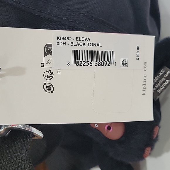 Kipling Bag Black Crossbody/hand Strap Convertible NEW Eleva - Picture 17 of 17